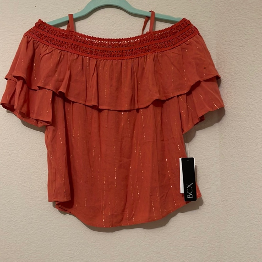 New BCX orange shirt from Macy’s. New & size is small.